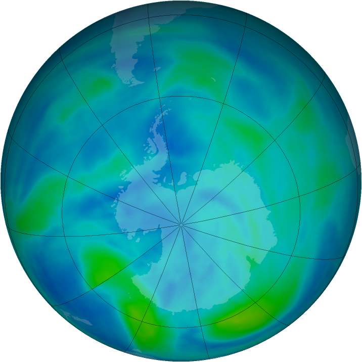 Antarctic ozone map for 24 March 2007